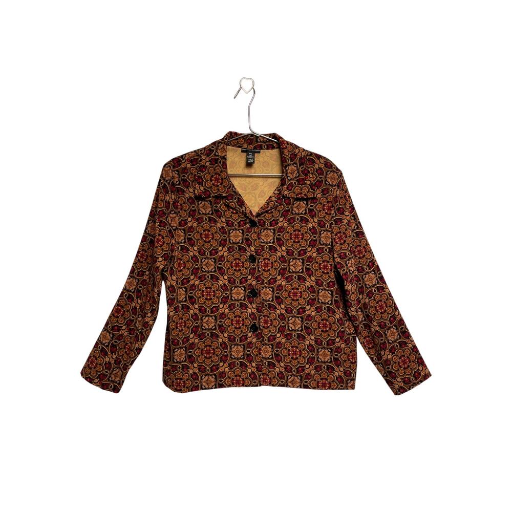 Lifestyle Classics Long Sleeve Geometric Button Up Women's Top - Size PXL